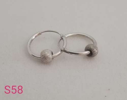 Solid 925 Sterling Silver Designer Sleeper Earing Set with Frosted Bead, NOT PLATED!!!