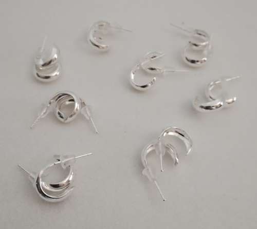 Solid 925 Sterling Silver small Size Half Round Earing Hoops Set, Brand new,  NOT PLATED!!