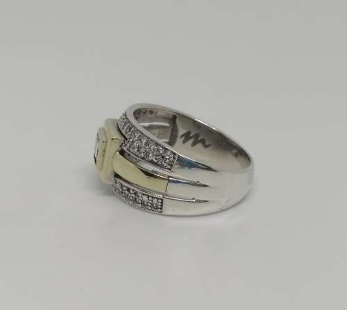 9ct Gold and Silver Diamond Designer Engagement Ring, see full description and spec