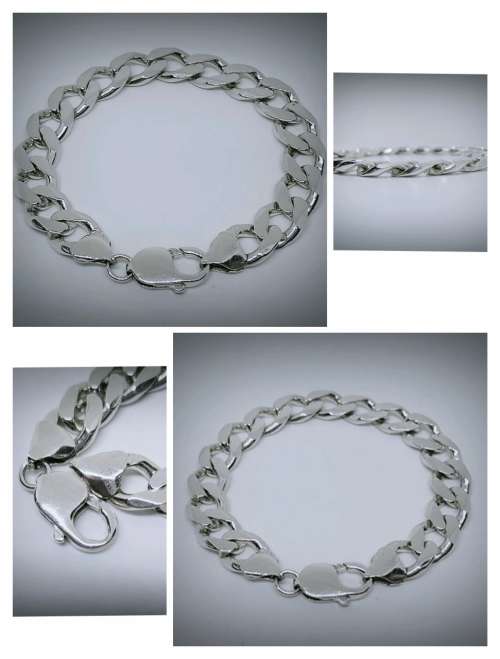 Solid 925 Silver Designers Curb Link Bracelet Solid and nice and wide