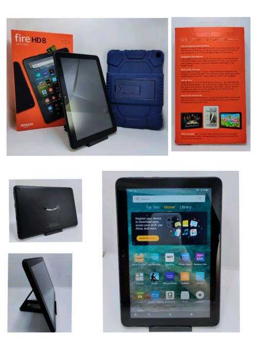 Kindle Fire 8 HD, 32gig, With Alexa, Like new with Dark Blue Cover