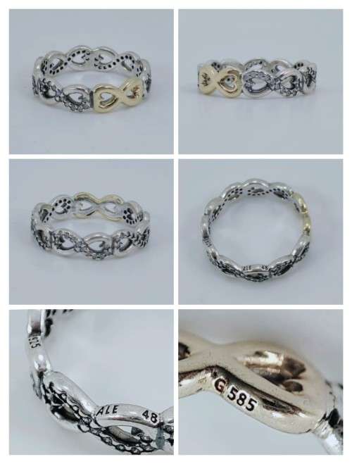Solid 14ct Gold and Silver Pandora Infinity Promise Ring, Genuine Pandora.