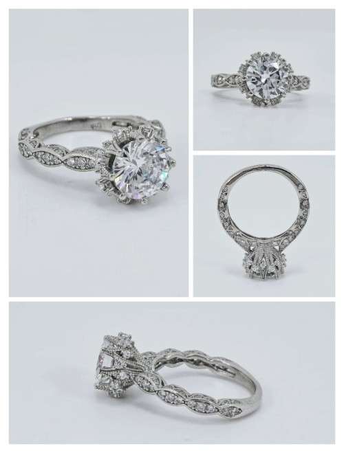 Solid 925 Silver Designer Solitaire Style Ring with Cubic Zirconia, Brand new!!