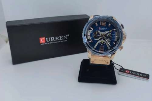 Curren Chronograph Sports Watch, Rose Gold and Blue  Brand new Never used!!!