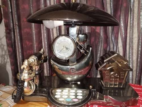 Antique Telephone Clock With Lights