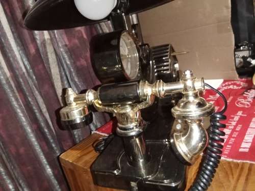 Antique Telephone Clock With Lights