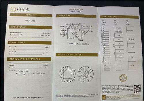 White 1.00 CT D Color VVS1 Round Moissanite Stone Loose Gemstone With GRA Certificate