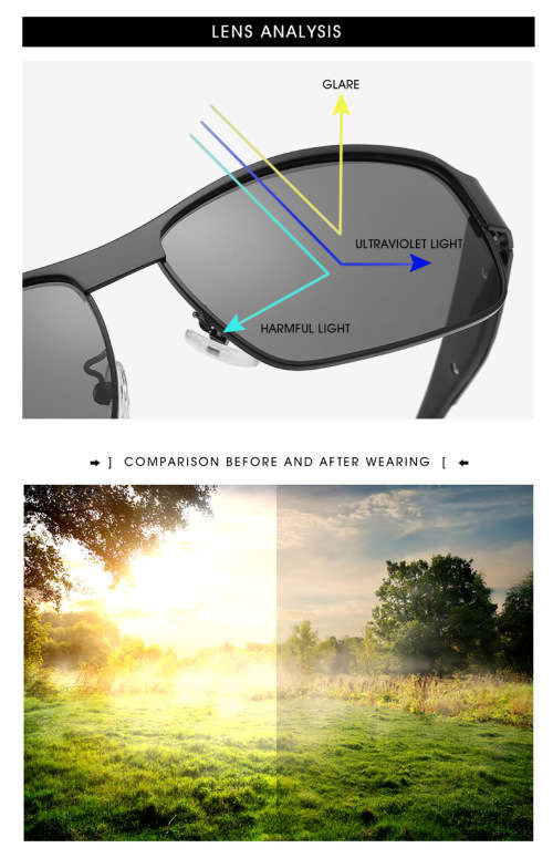 Photosensitive Night Vision Color Changing Glasses Polarized Inner Coated Designer Driving Mens Vint