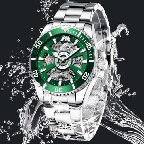 MEGALITH Luxury Watch Mechanical High Quality Automatic Classic Stainless Steel Strap Men