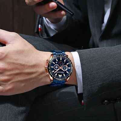 Megalith Luxury Mens Sports Watch Chronograph Waterproof Calendar Date Quartz UK