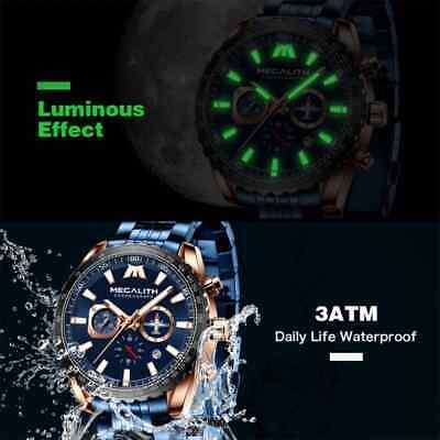 Megalith Luxury Mens Sports Watch Chronograph Waterproof Calendar Date Quartz UK