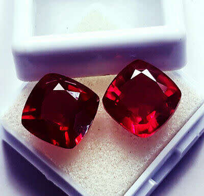 `2 PIECES` Natural Ruby Loose Gemstone Cushion cut 8 to 10 Ct Certified Pair