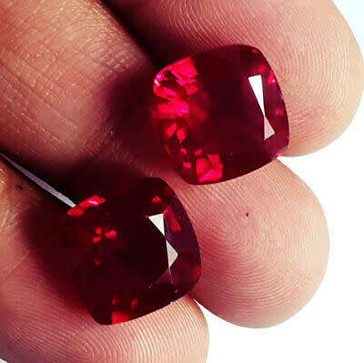 `2 PIECES` Natural Ruby Loose Gemstone Cushion cut 8 to 10 Ct Certified Pair