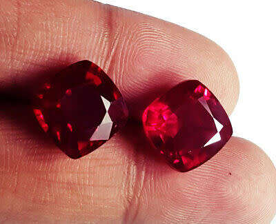 `2 PIECES` Natural Ruby Loose Gemstone Cushion cut 8 to 10 Ct Certified Pair