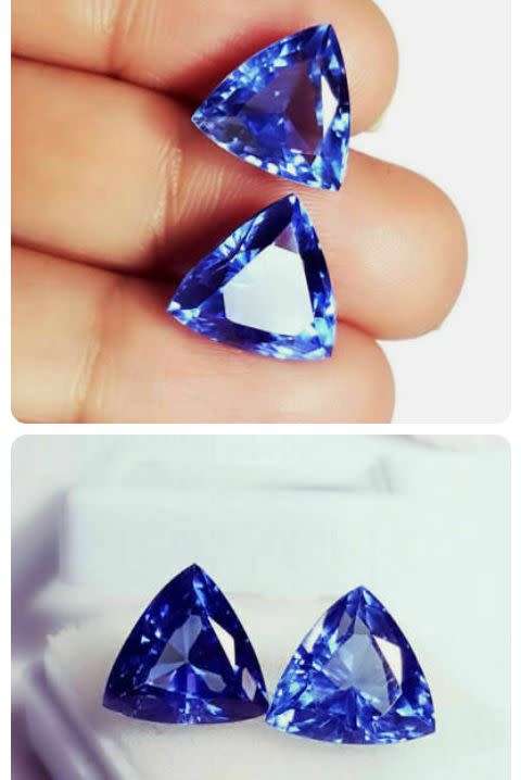 2 PIECES Loose Gemstone 8 to 11 Ct Certified Natural Blue Sapphire Pair Trillion Shape