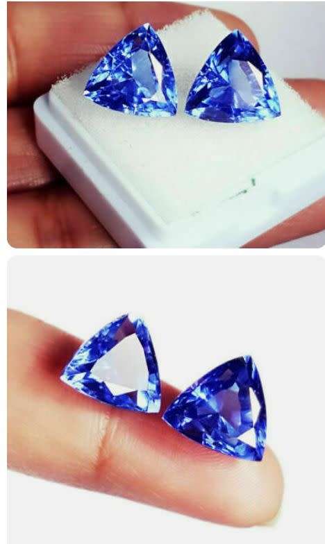 2 PIECES Loose Gemstone 8 to 11 Ct Certified Natural Blue Sapphire Pair Trillion Shape