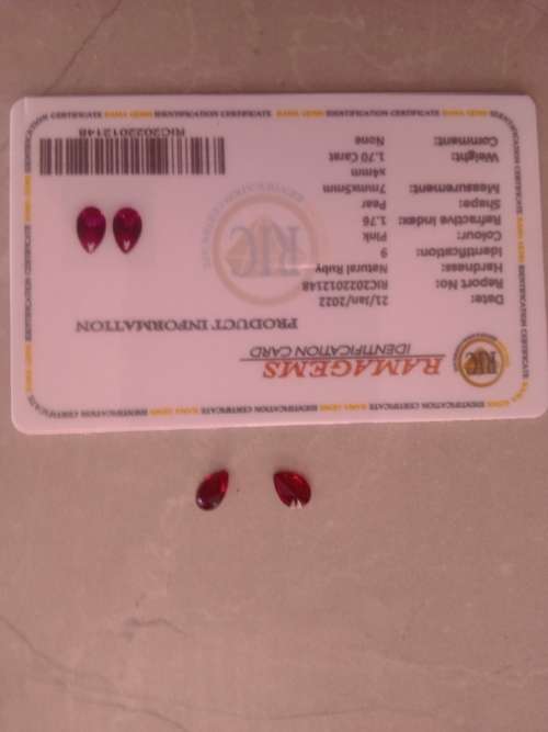 Natural Ruby Loose Gemstone 1 Ct Certified  Pear Shape Mozambique Pair
