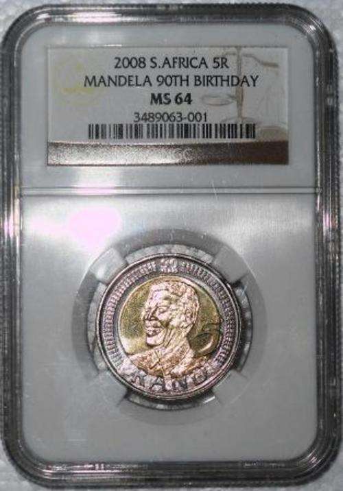 NGC - MS64 - MANDELA 90th BIRTHDAY - 2008 - R5