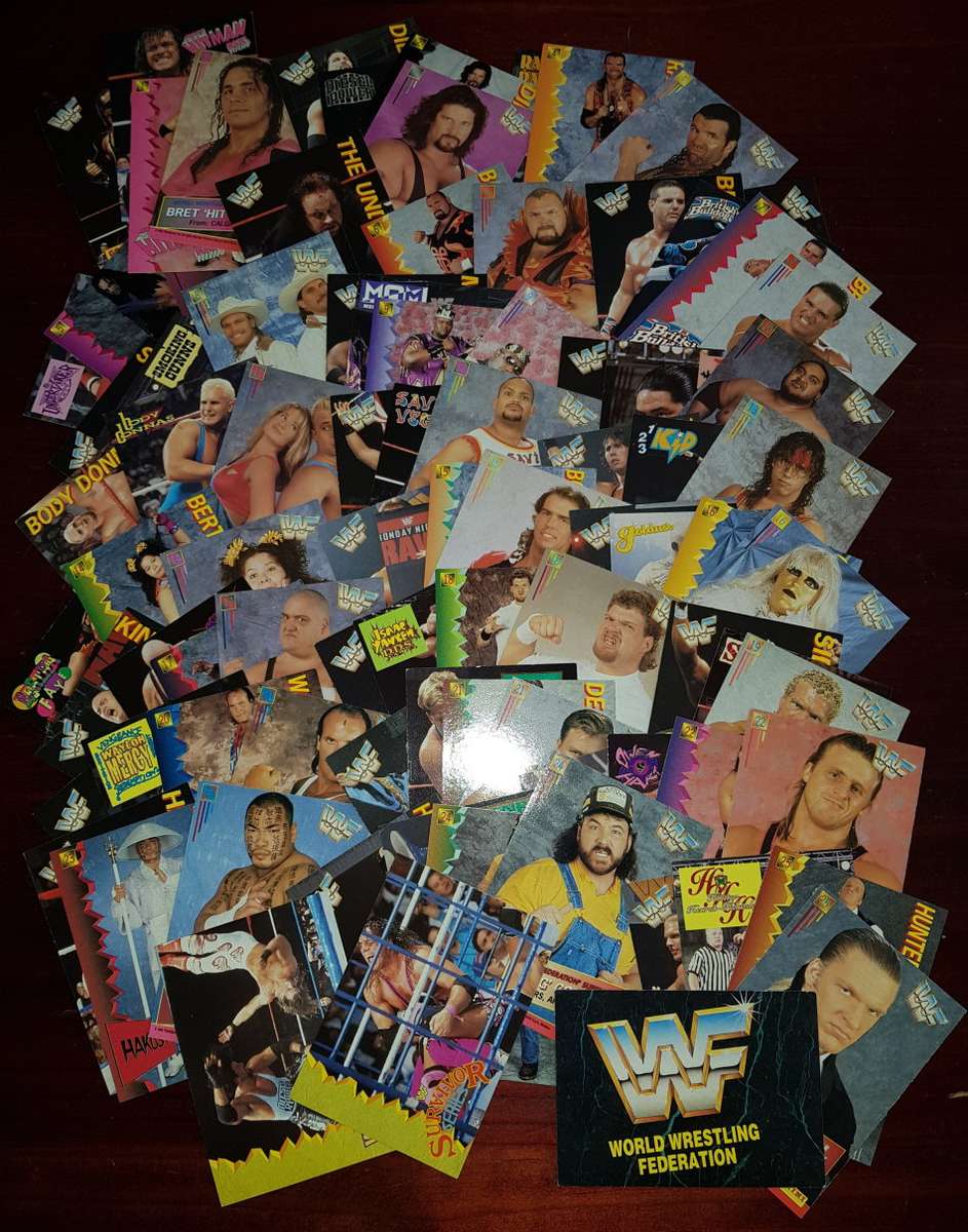90 x 1995 Panini WWF Collectors Cards (M/NM) + 34 action packed wwf cards for the wresting guy only!
