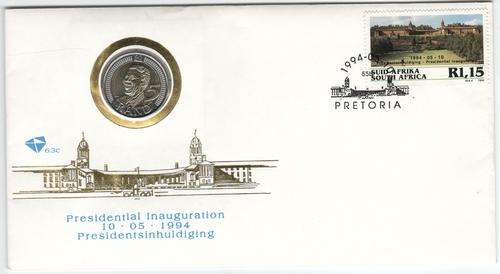 2008 Uncirculated Mandela 90th Birthday R5 on Presidential Inauguration FDC 6.3c