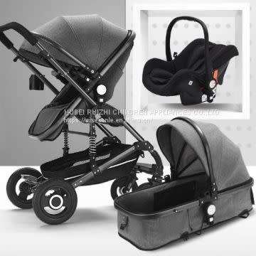 Belecoo 3 in 1 stroller High Landscape with car set Folding Two-way push Baby carriage