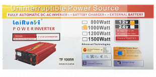 Inverter Fully Automatic Car Power Inverter DC-AC, Battery Charger, External Battery, 12V 1000 Watts