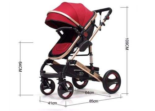 Baby Pram /Stroller - 2 Function Foldable Baby Pram Maroon belecoo brand