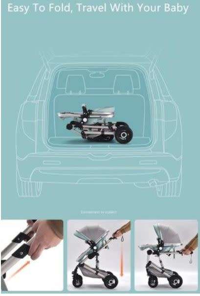 Baby Pram /Stroller - 2 Function Foldable Baby Pram Maroon belecoo brand