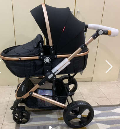 New *2019* Belecoo Baby  Stroller / Pram Convertible Stroller (Black & Gold With The Car Seat