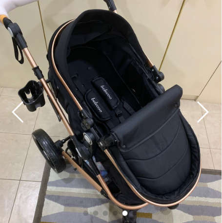 New *2019* Belecoo Baby  Stroller / Pram Convertible Stroller (Black & Gold With The Car Seat