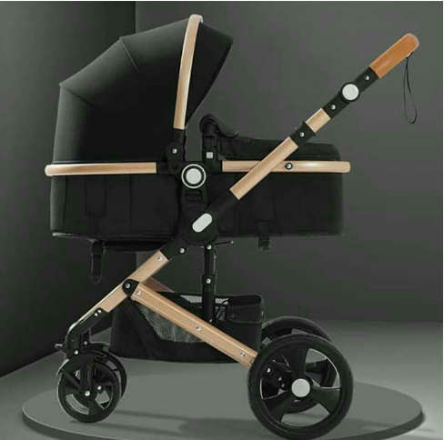 New *2019* Belecoo Baby  Stroller / Pram Convertible Stroller (Black & Gold With The Car Seat