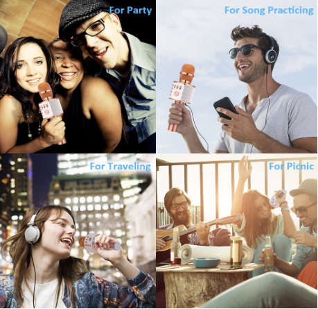 New *2019* Wireless Microphone {Everlotus Wireless Karaoke Microphone Gold}