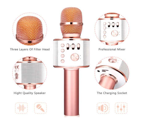 New *2019* Wireless Microphone {Everlotus Wireless Karaoke Microphone Gold}