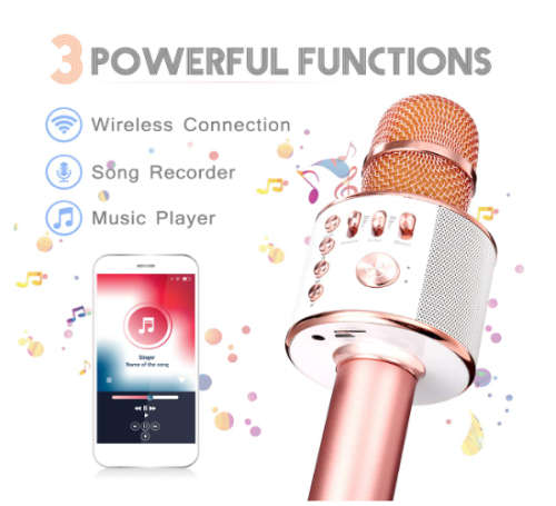 New *2019* Wireless Microphone {Everlotus Wireless Karaoke Microphone Gold}