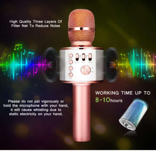 New *2019* Wireless Microphone {Everlotus Wireless Karaoke Microphone Gold}