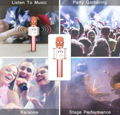 New *2019* Wireless Microphone {Everlotus Wireless Karaoke Microphone Gold}