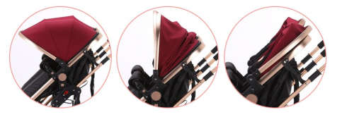 New *2019* Pram for Twins - 4 Wheel 2 in 1 Foldable Baby Pram with 2 detachable bassinet - Maroon