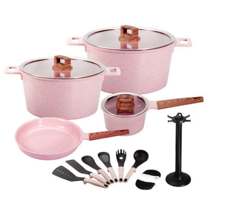 High quality 16 piece cast aluminum ceramic non-stick cookware sets kitchen soup pot / sauce pan / f