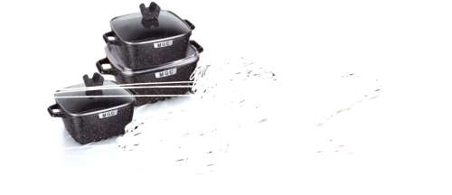 6pcs die casting non-stick square ceramic coating cookware set