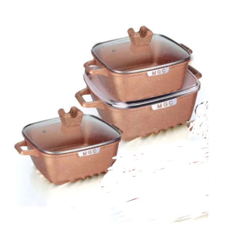 6pcs die casting non-stick square ceramic coating cookware set