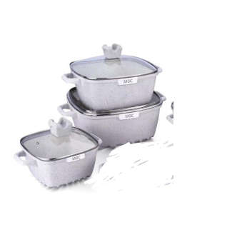 6pcs die casting non-stick square ceramic coating cookware set
