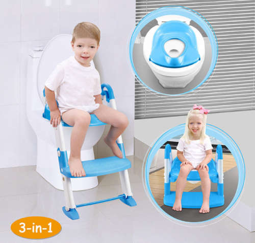 Folding Toddler Potty Training Toilet Ladder - Pink & Blue