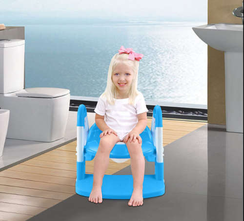 Folding Toddler Potty Training Toilet Ladder - Pink & Blue