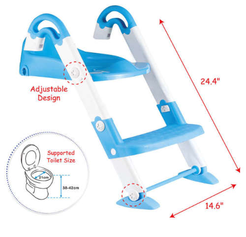 Folding Toddler Potty Training Toilet Ladder - Pink & Blue