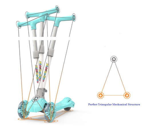 Height Adjustable Kids Scooter With Colourful Light-flashing Wheels.