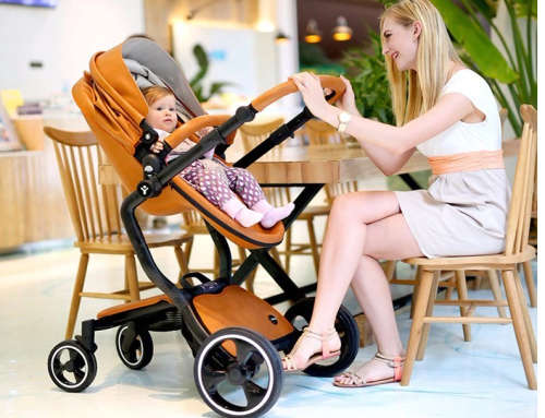 Brand New 2019 Foofoo Baby Stroller Top Landscape Can Change Into Leather Sleeping Basket