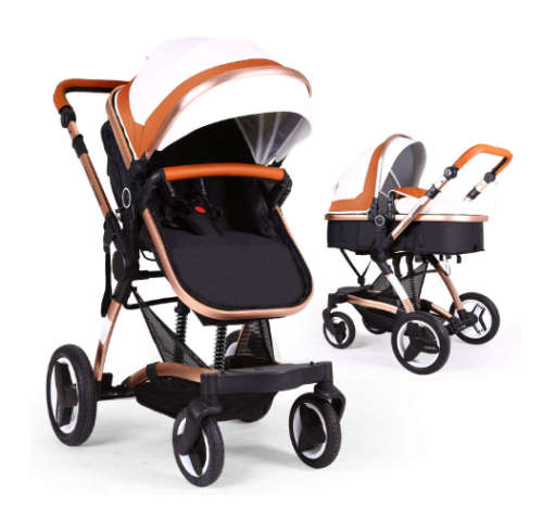 Bassinet Baby Stroller/ Pram Reversible All Terrain - Belecoo  X6 PU Leather Strollers for Infant