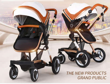 Bassinet Baby Stroller/ Pram Reversible All Terrain - Belecoo  X6 PU Leather Strollers for Infant