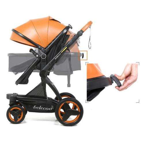 Bassinet Baby Stroller/ Pram Reversible All Terrain - Belecoo X6 PU Leather Strollers for Infant