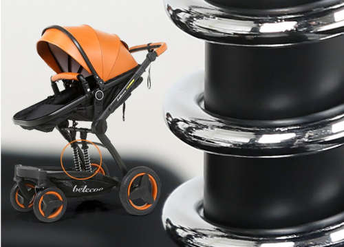 Bassinet Baby Stroller/ Pram Reversible All Terrain - Belecoo X6 PU Leather Strollers for Infant